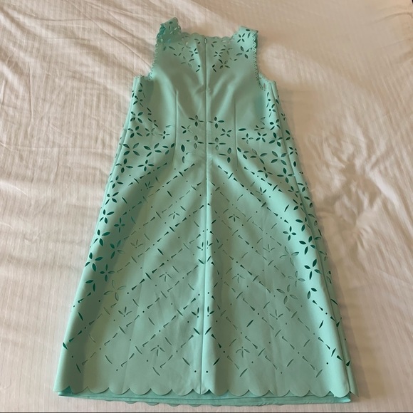J Crew Dress 4T Green Lined A-line Floral Laser Cut Out Blogger Favorite Spring - Picture 4 of 10